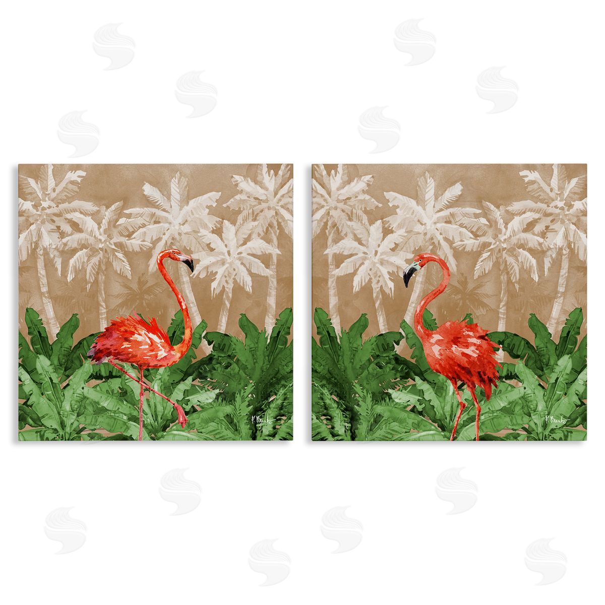 Paul Brent Flamingoes in the Jungle  Canvas Wall Art Print