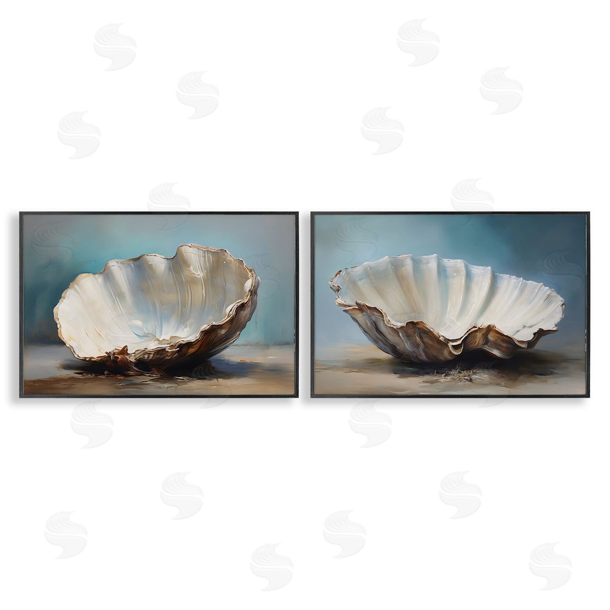Petal Prints Design Fresh Beach Finds Shells  Black Framed Giclee Wall Art Print
