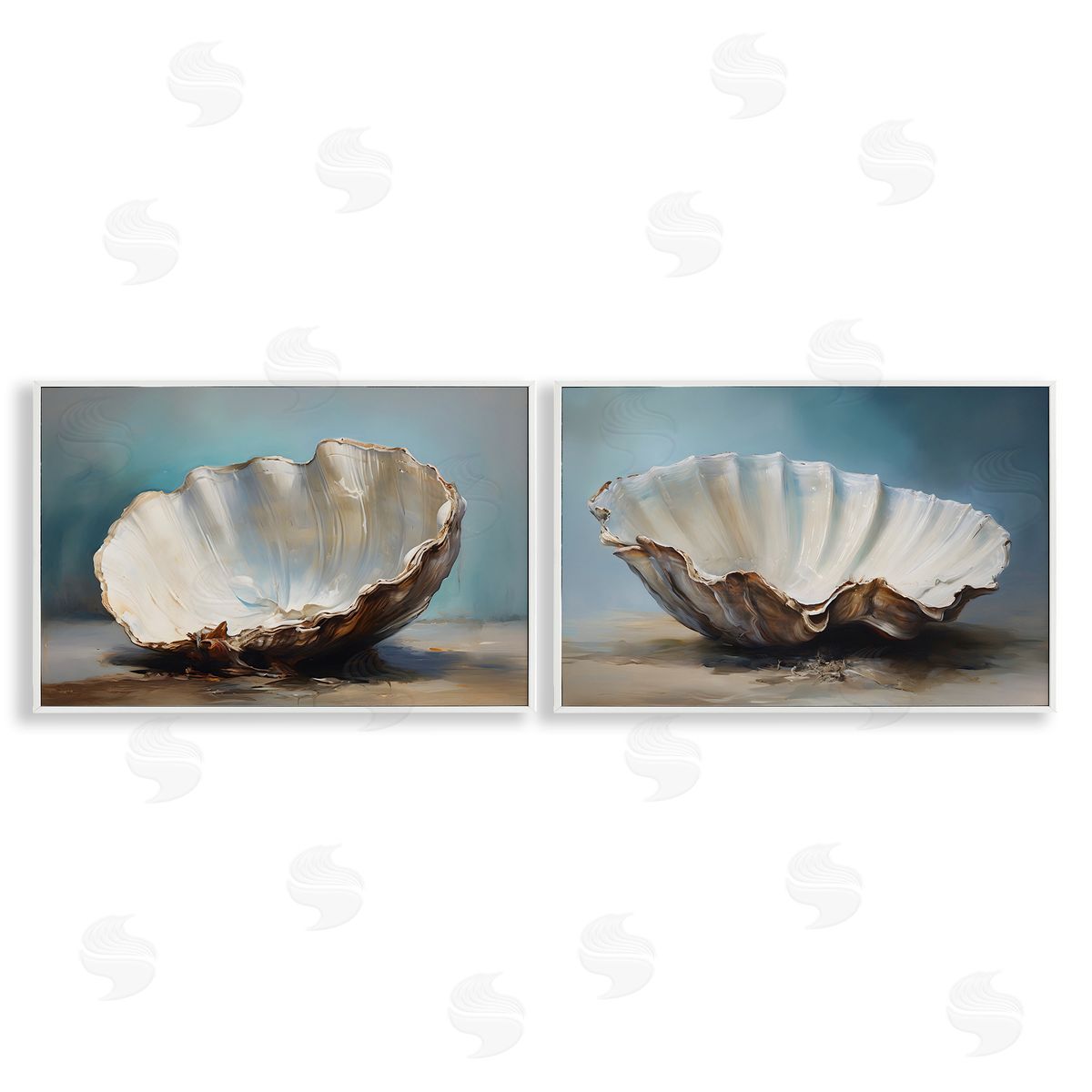 Petal Prints Design Fresh Beach Finds Shells  White Framed Giclee Wall Art Print