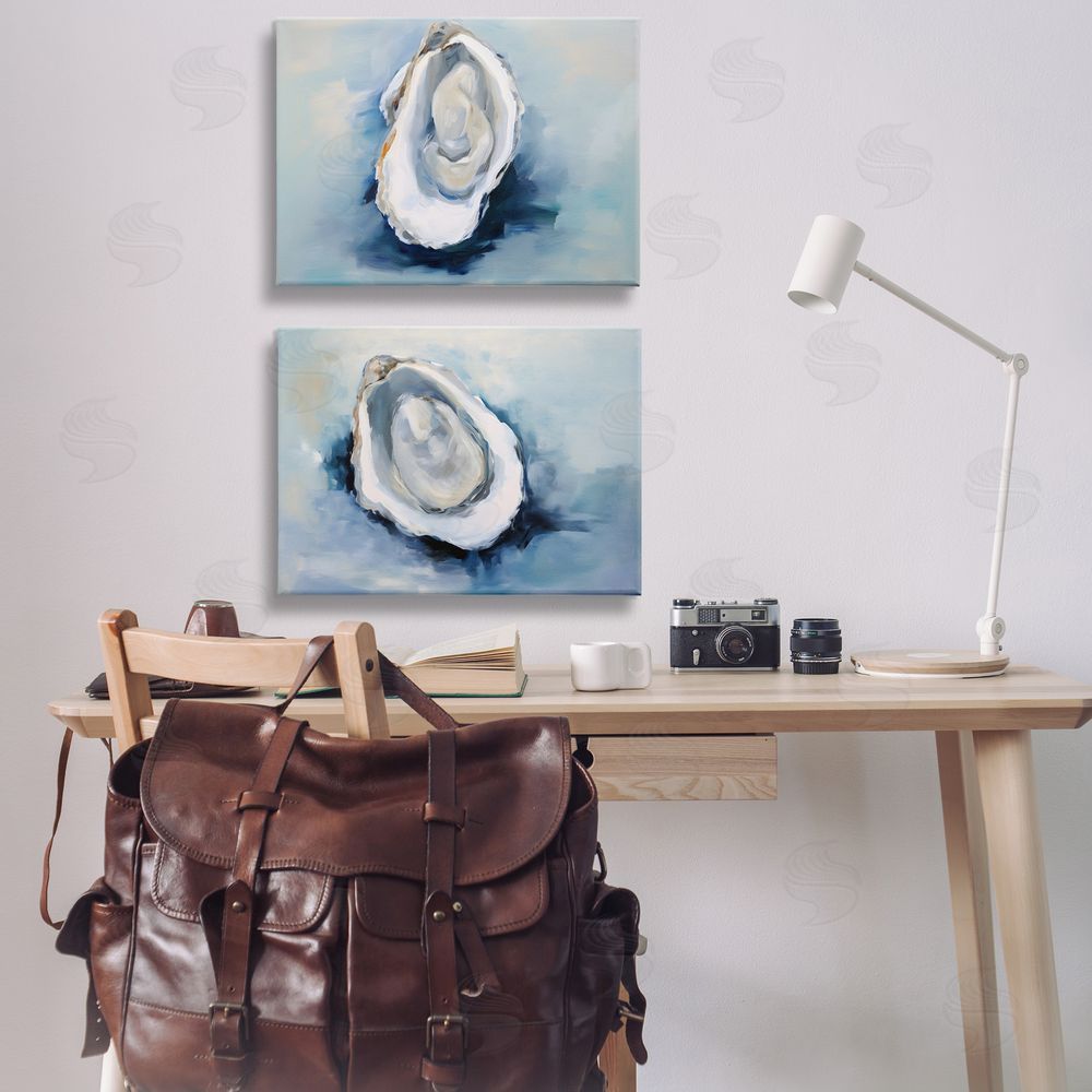 Petal Prints Design Open Oyster Mollusk Shells  Canvas Wall Art Print in Room