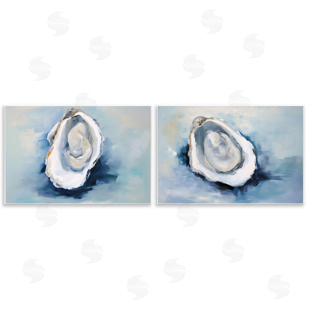 Petal Prints Design Open Oyster Mollusk Shells  Wooden Wall Plaque Art Print