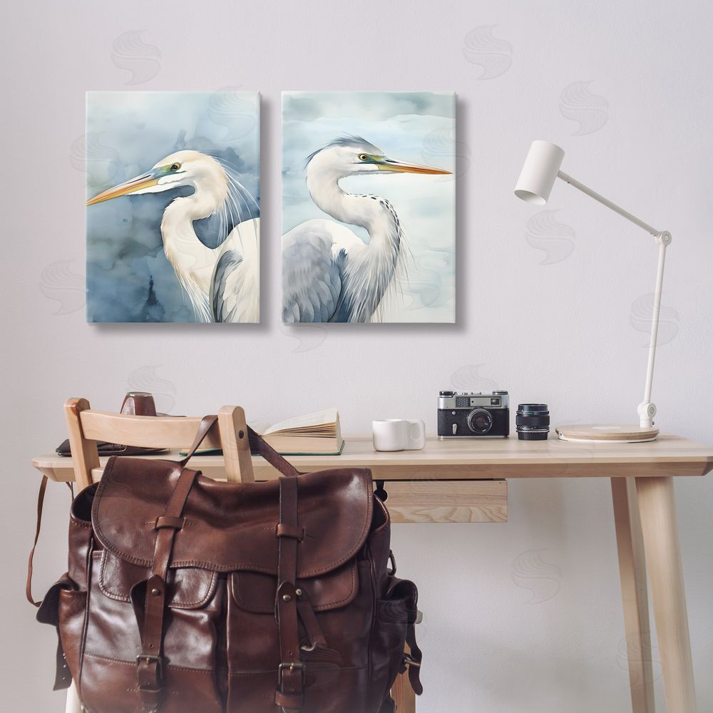 Petal Prints Design Watercolor Detailed Beach Birds  Canvas Wall Art Print in Room