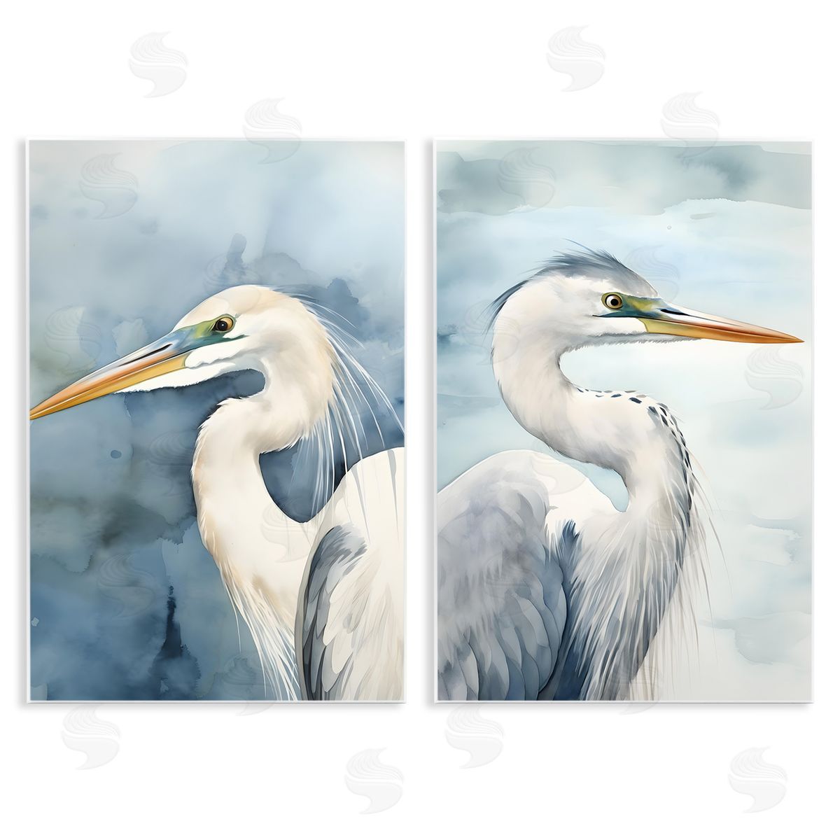 Petal Prints Design Watercolor Detailed Beach Birds  Wooden Wall Plaque Art Print