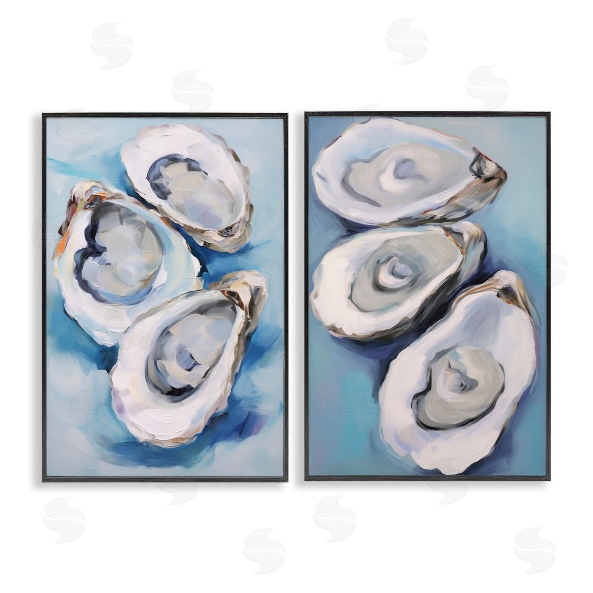 Petal Prints Design Oysters on the Half Shell Black Framed Giclee Wall Art Print