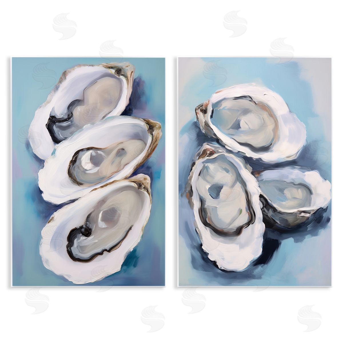 Petal Prints Design Trio Half Shell Oysters Wooden Wall Plaque Art Print