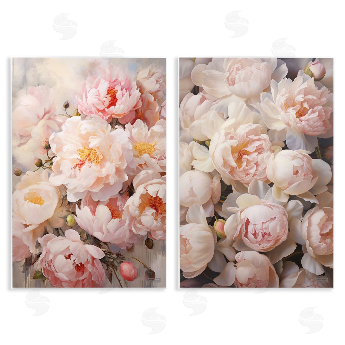 RB Soft Pink Cabbage Roses Wooden Wall Plaque Art Print