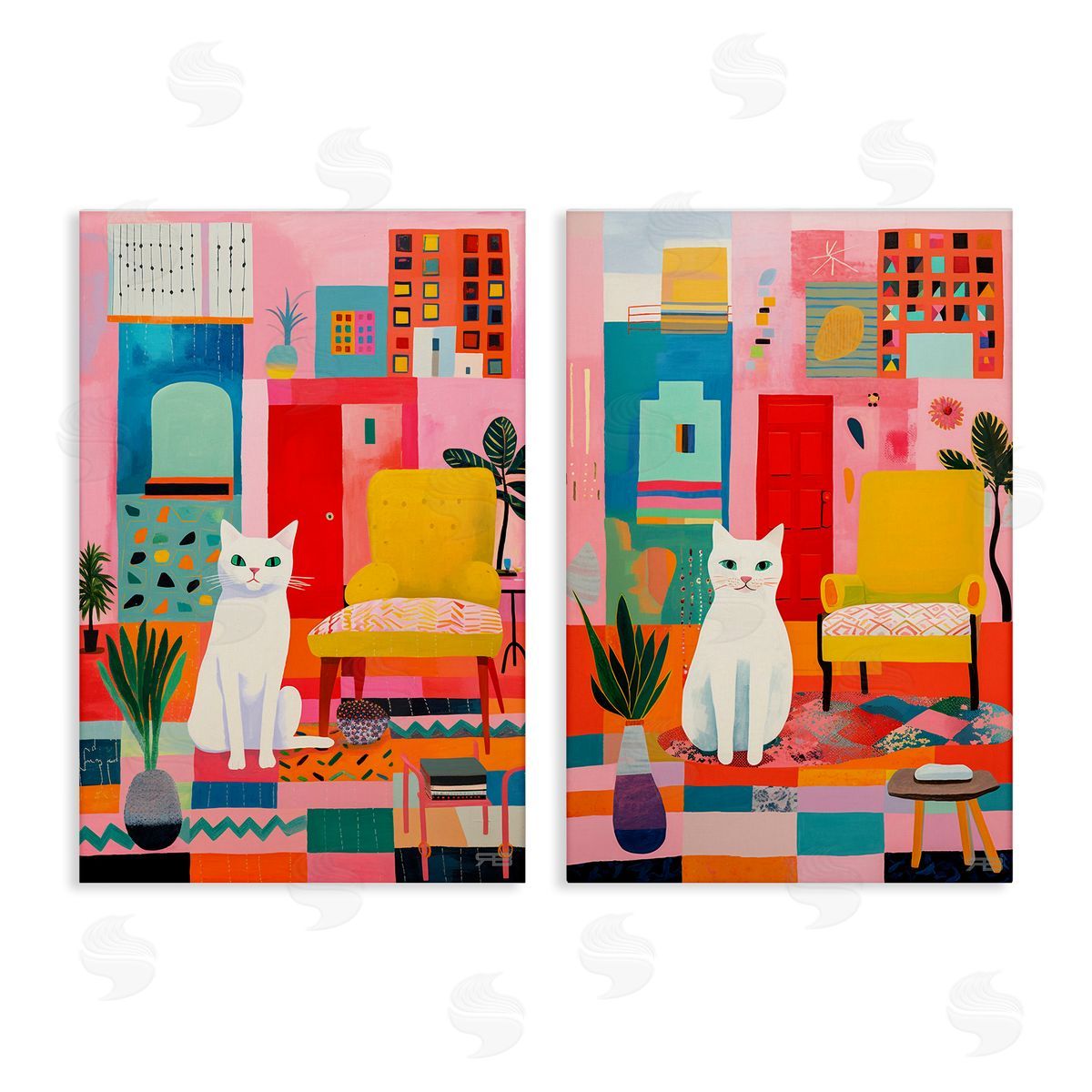 RB Bright Room Sitting Cat Canvas Wall Art Print