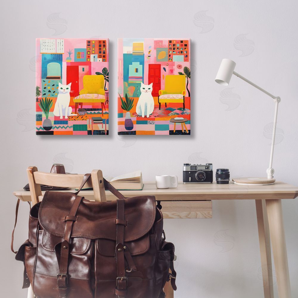 RB Bright Room Sitting Cat Canvas Wall Art Print in Room