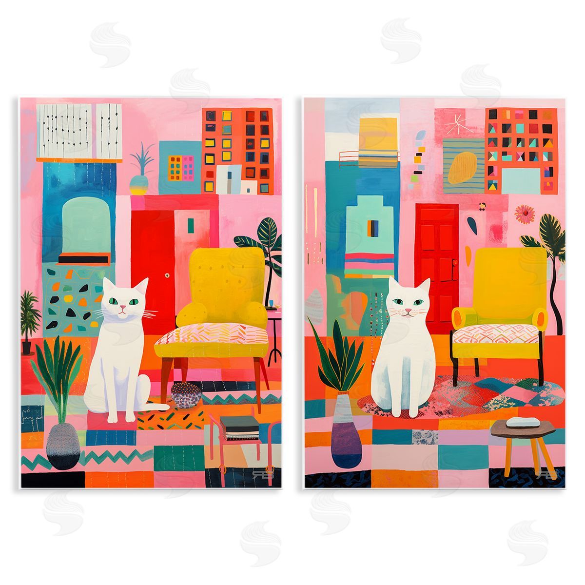 RB Bright Room Sitting Cat Wooden Wall Plaque Art Print