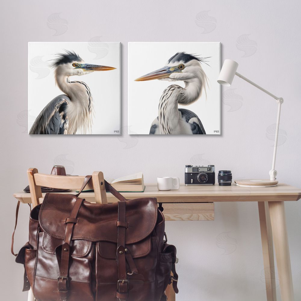 RB Young Heron Birds Canvas Wall Art Print in Room