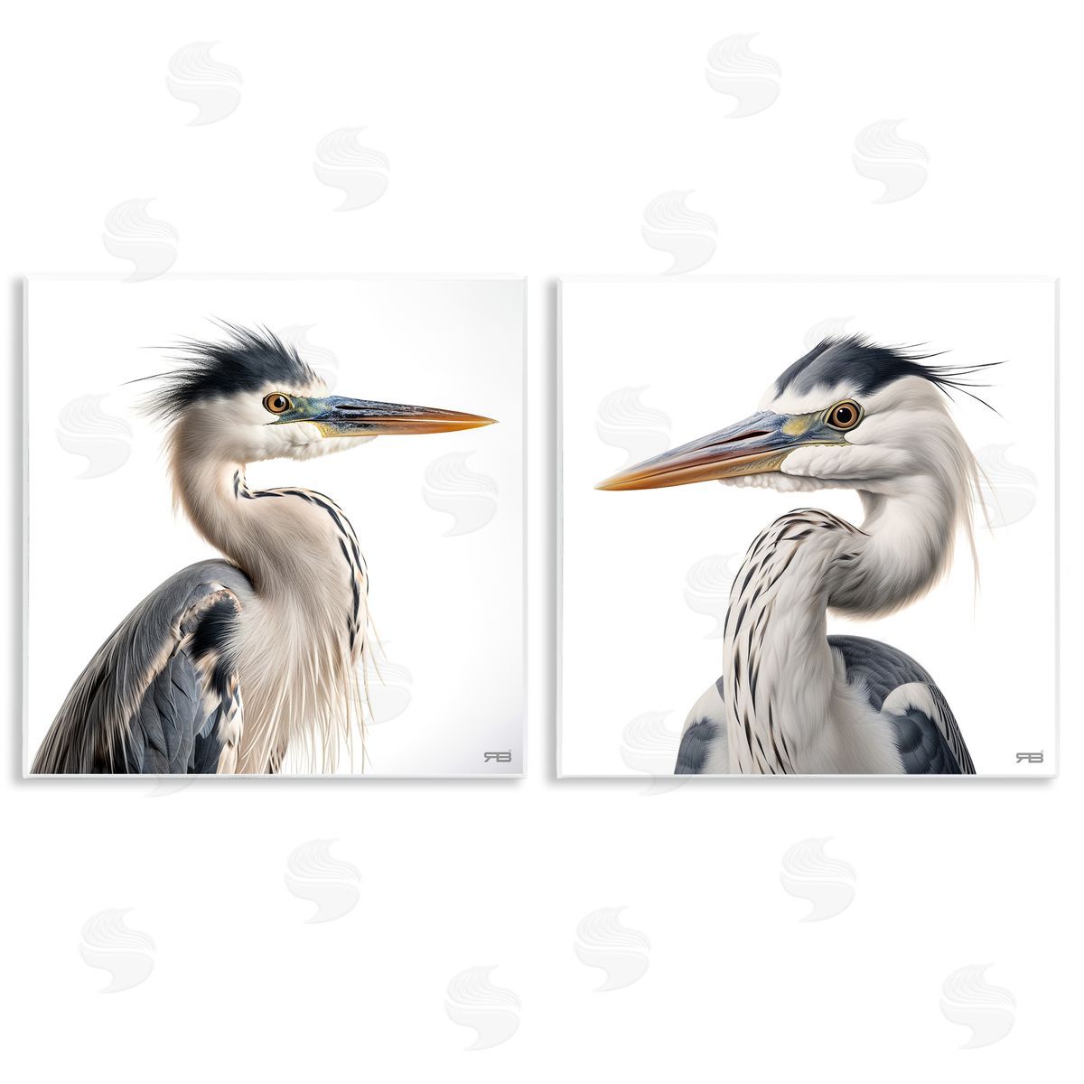 RB Young Heron Birds Wooden Wall Plaque Art Print
