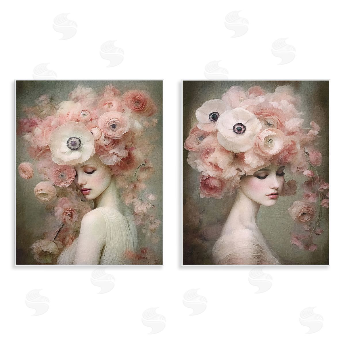 Riley B Coral Blush Female Figure Wooden Wall Plaque Art Print