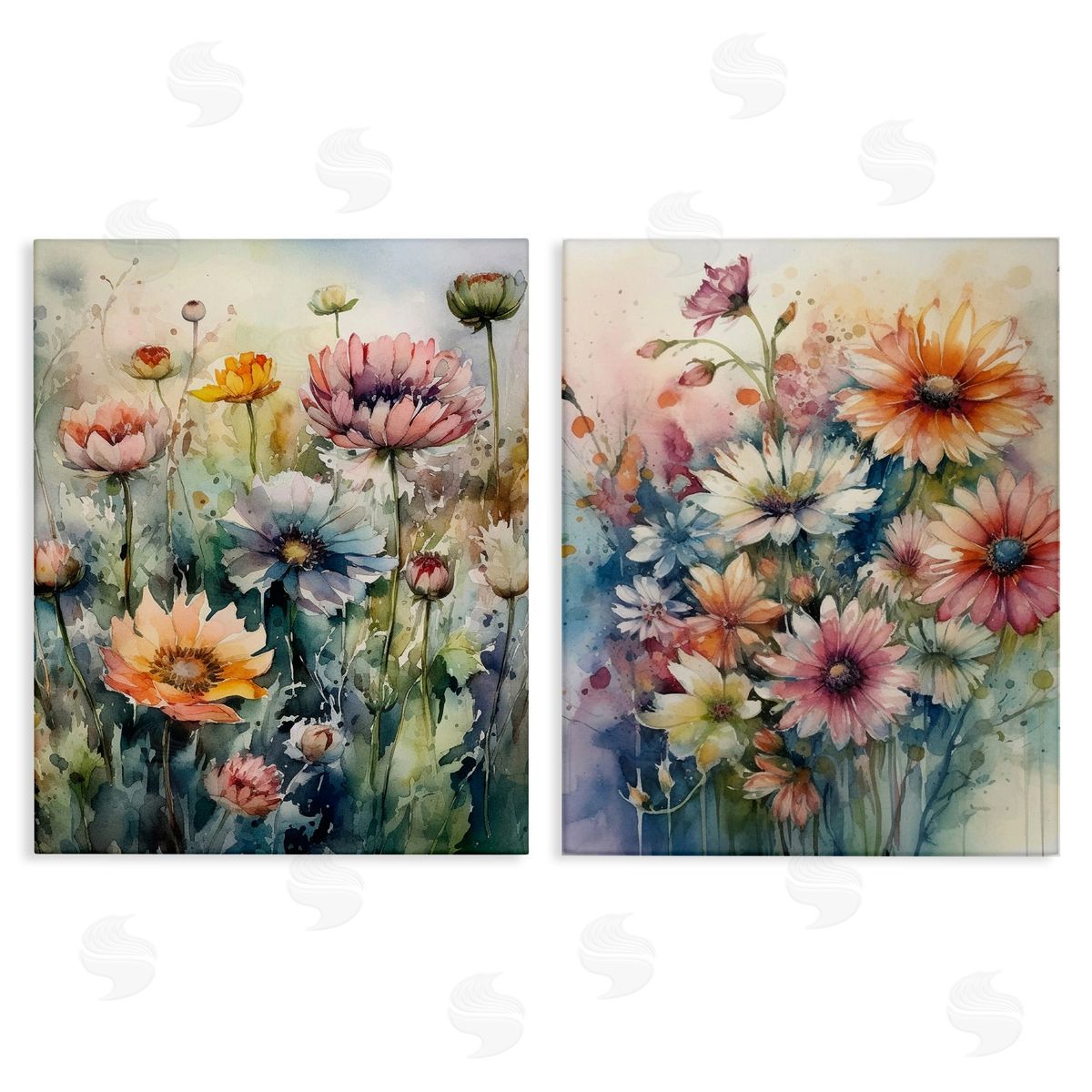 Ryley Gray Watercolor Daisy Field Flowers Canvas Wall Art Print