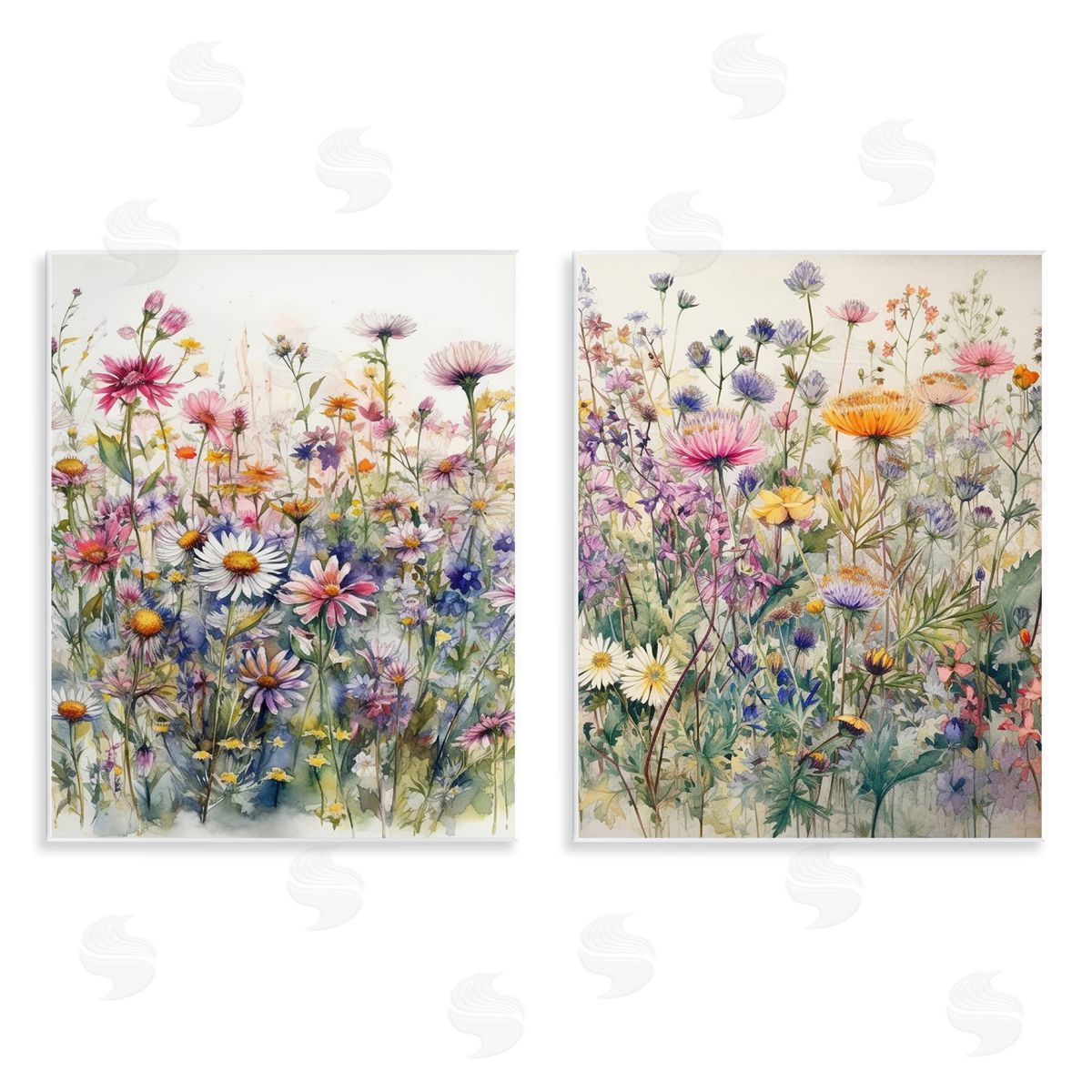 Ryley Gray Watercolor Daisy & Aster Field Wooden Wall Plaque Art Print