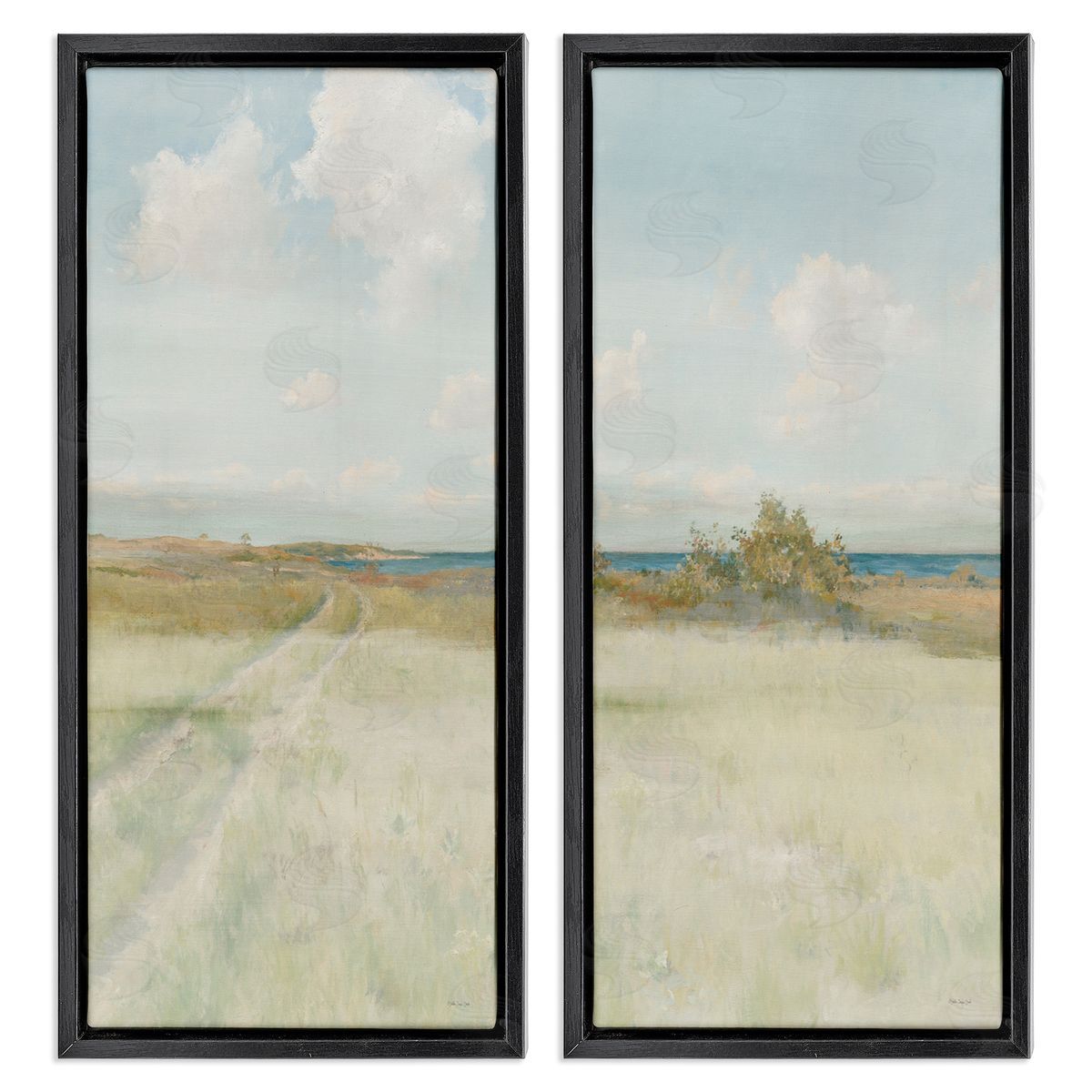 Stellar Design Studio Grass Path to Beach Alcove Black Floating Frame Canvas Wall Art Print