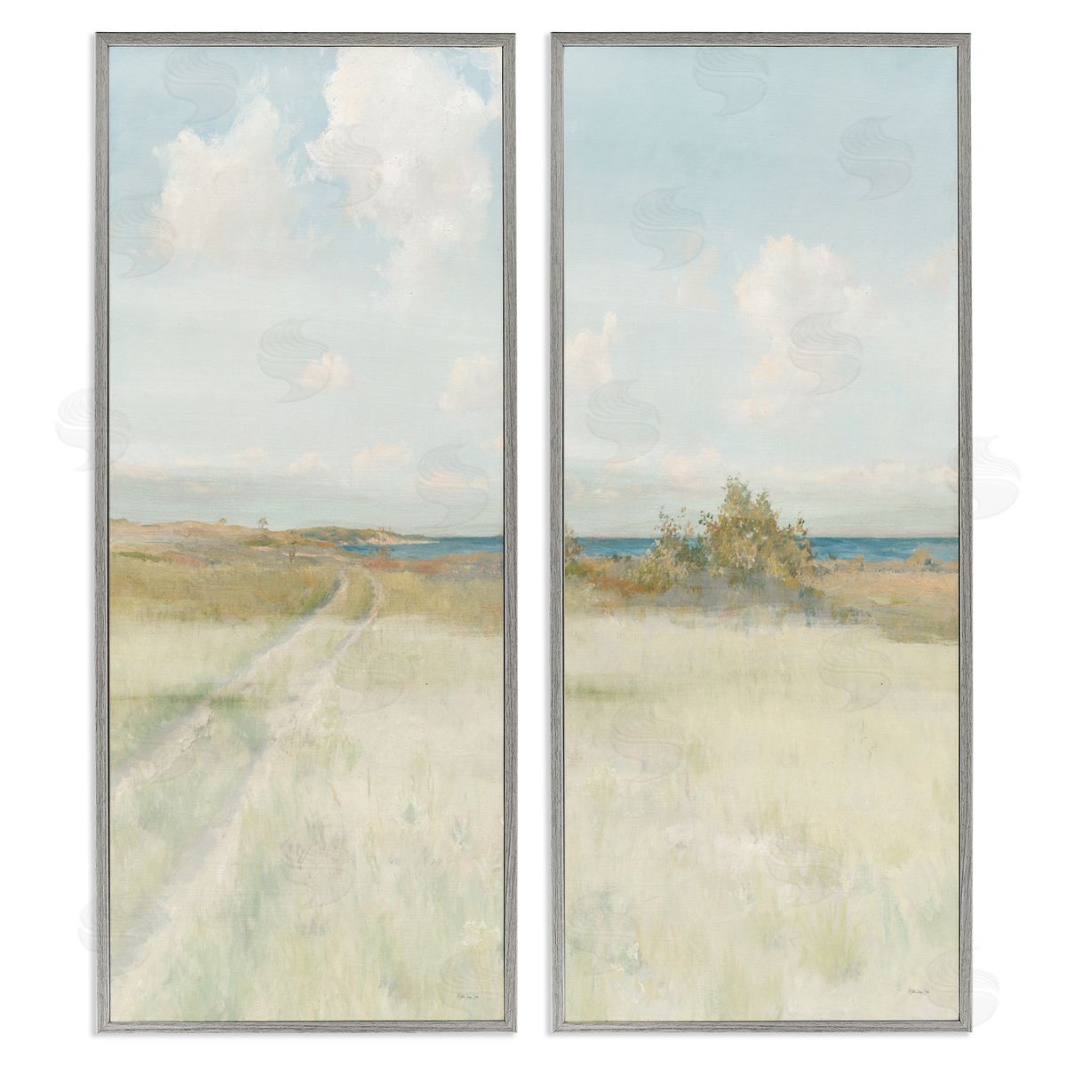 Stellar Design Studio Grass Path to Beach Alcove Gray Framed Giclee Wall Art Print