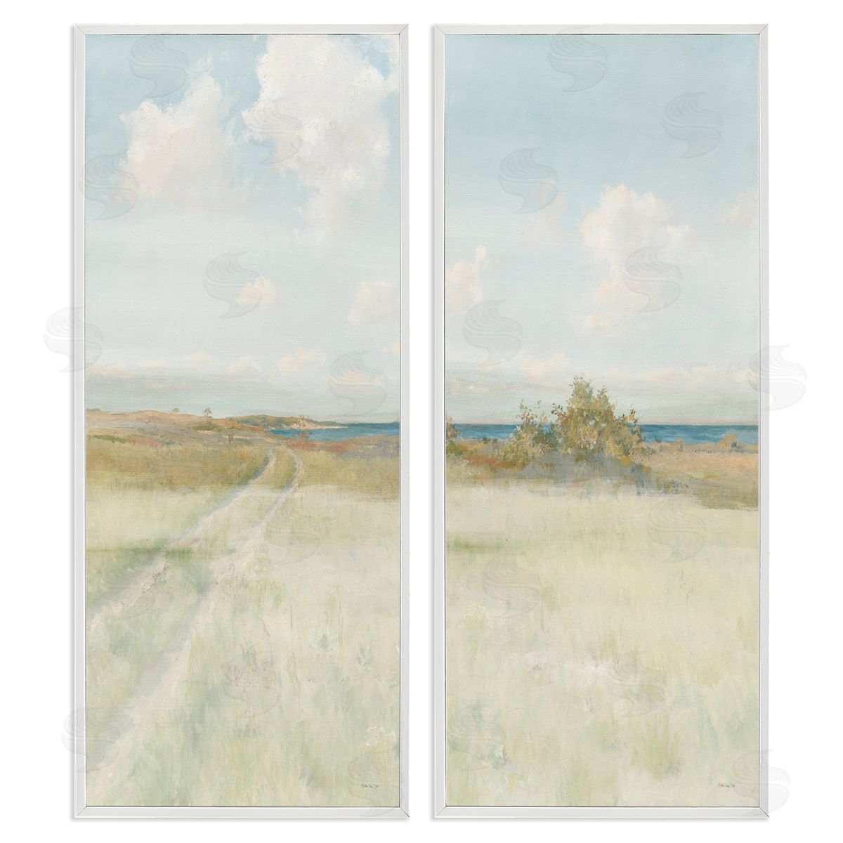 Stellar Design Studio Grass Path to Beach Alcove White Framed Giclee Wall Art Print