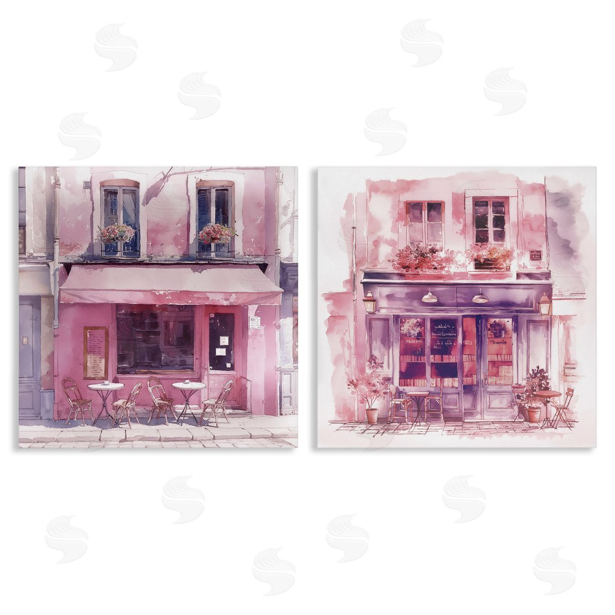 Steve Hunziker Pink Outdoor Café Tables Canvas Wall Art Print