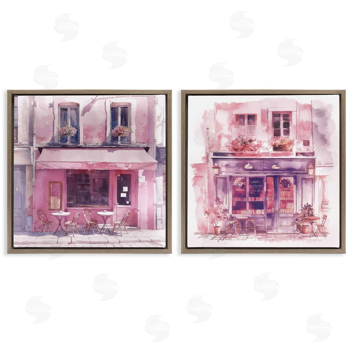 Steve Hunziker Pink Outdoor Café Tables Brown Floating Frame Canvas Wall Art Print