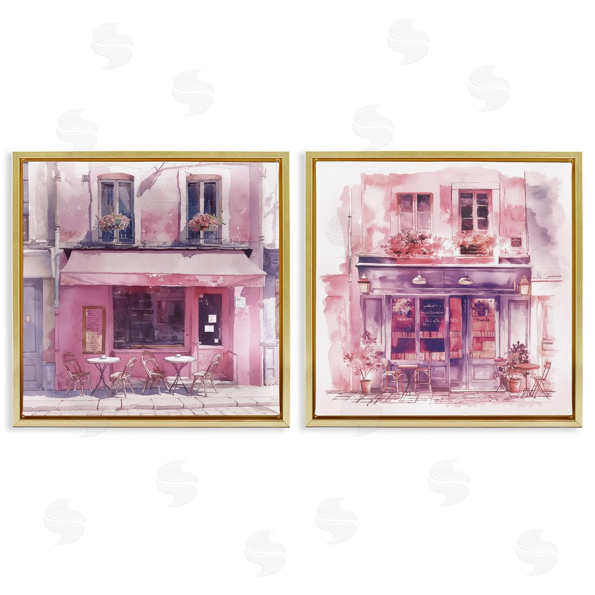 Steve Hunziker Pink Outdoor Café Tables Gold Floating Frame Canvas Wall Art Print