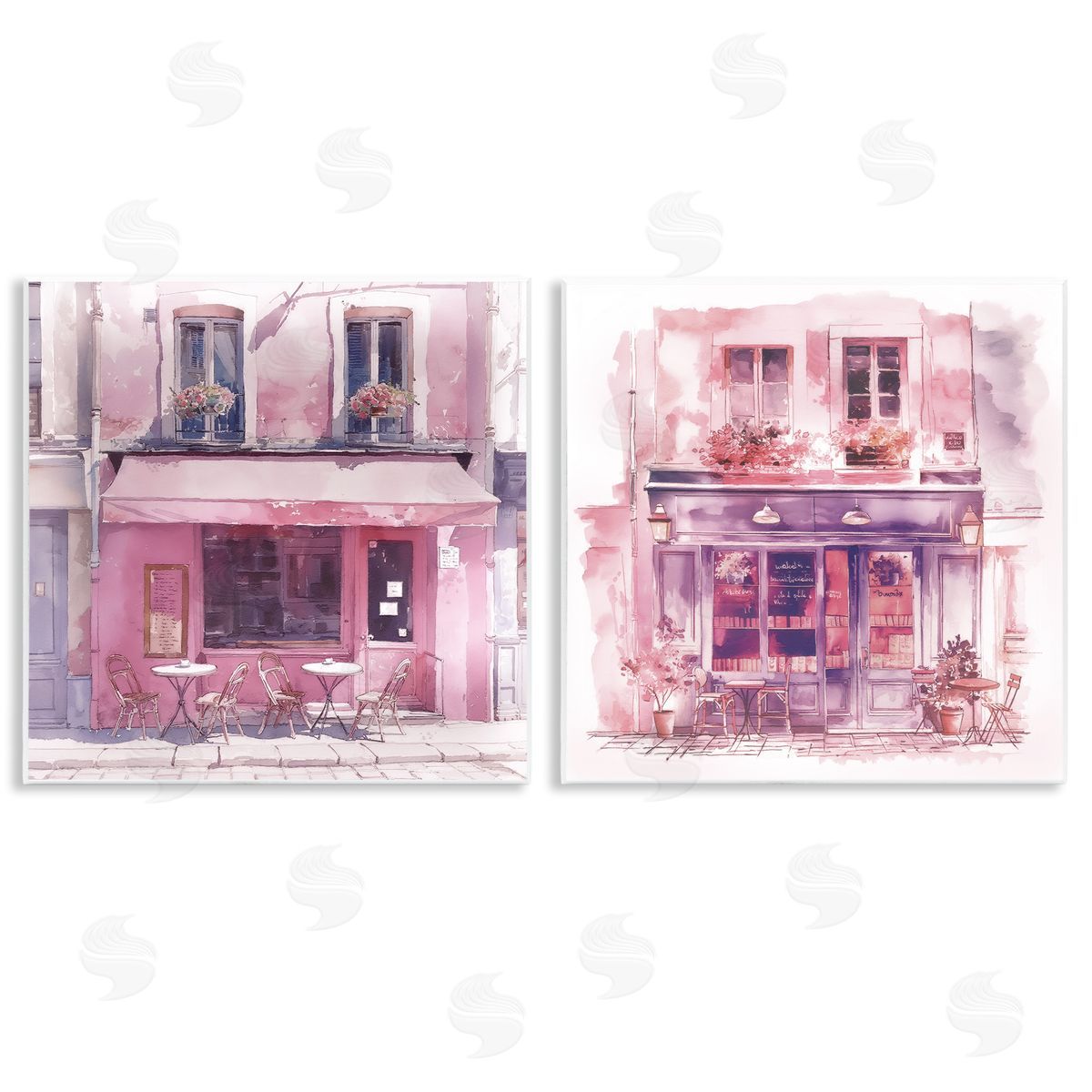 Steve Hunziker Pink Outdoor Café Tables Wooden Wall Plaque Art Print