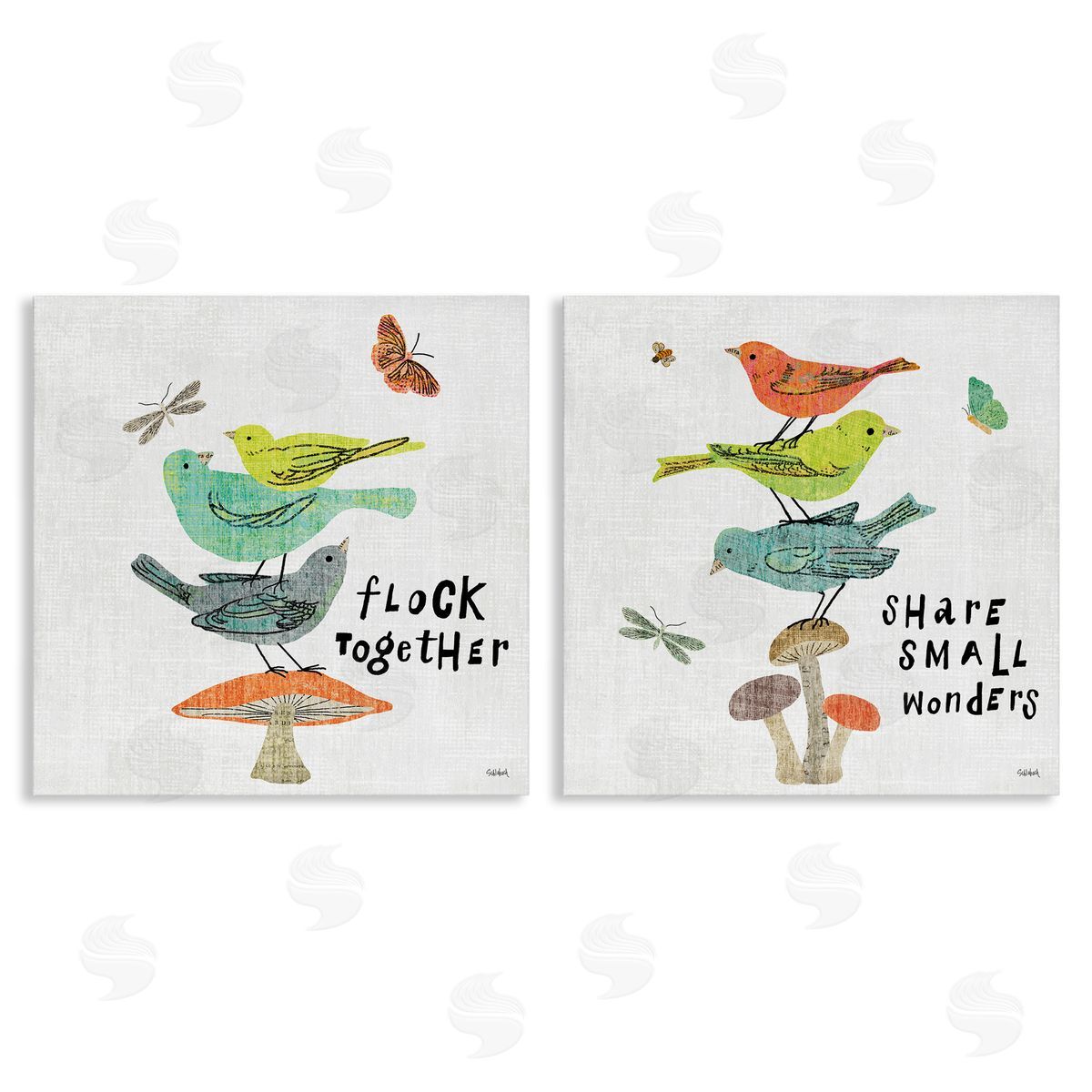 Sue Schlabach Flock Together Share Birds  Canvas Wall Art Print