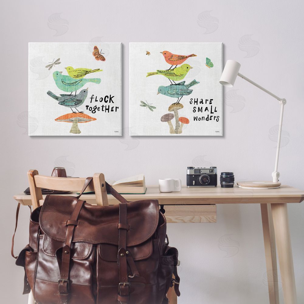 Sue Schlabach Flock Together Share Birds  Canvas Wall Art Print in Room