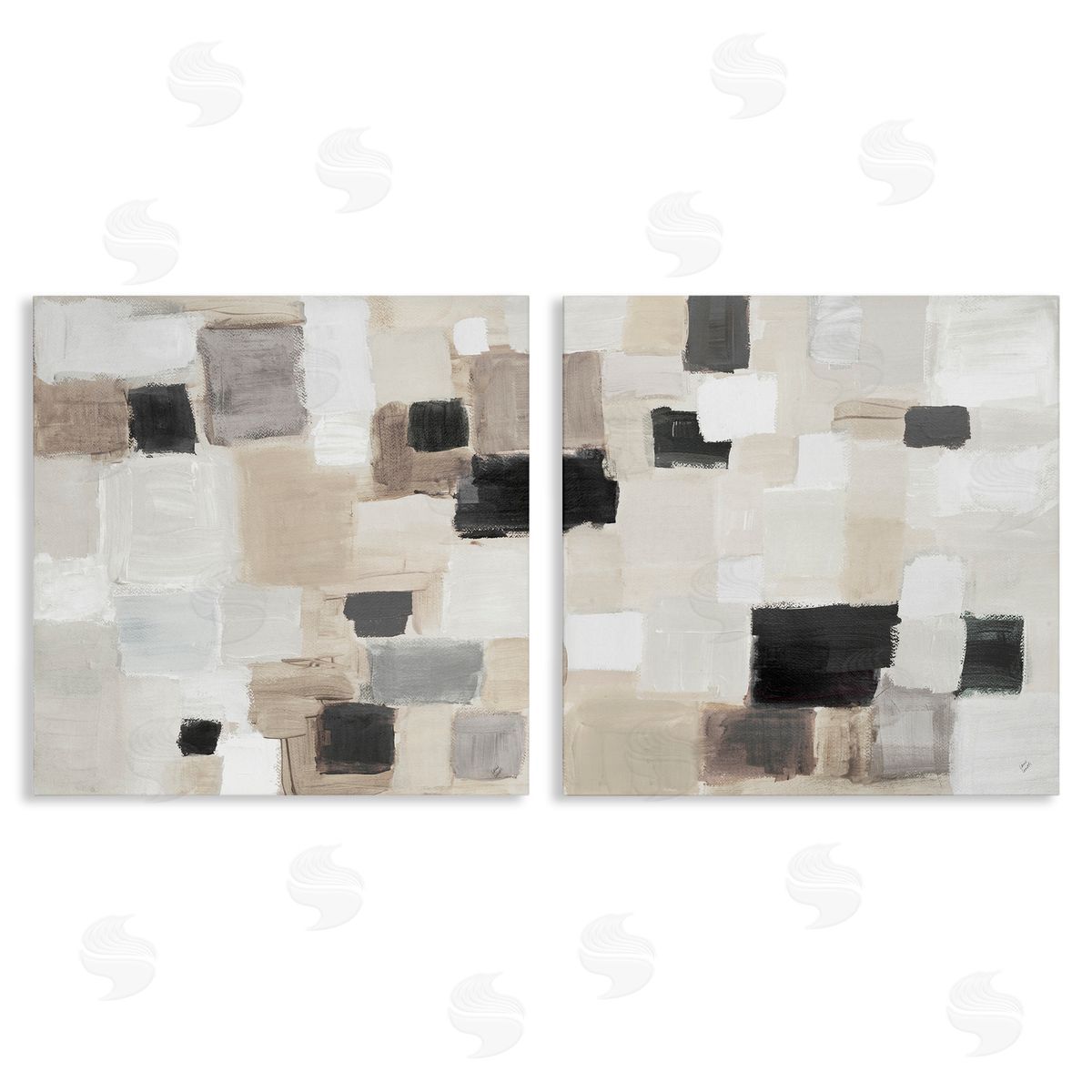 Lanie Loreth Neutral Patchwork Squares Canvas Wall Art Print