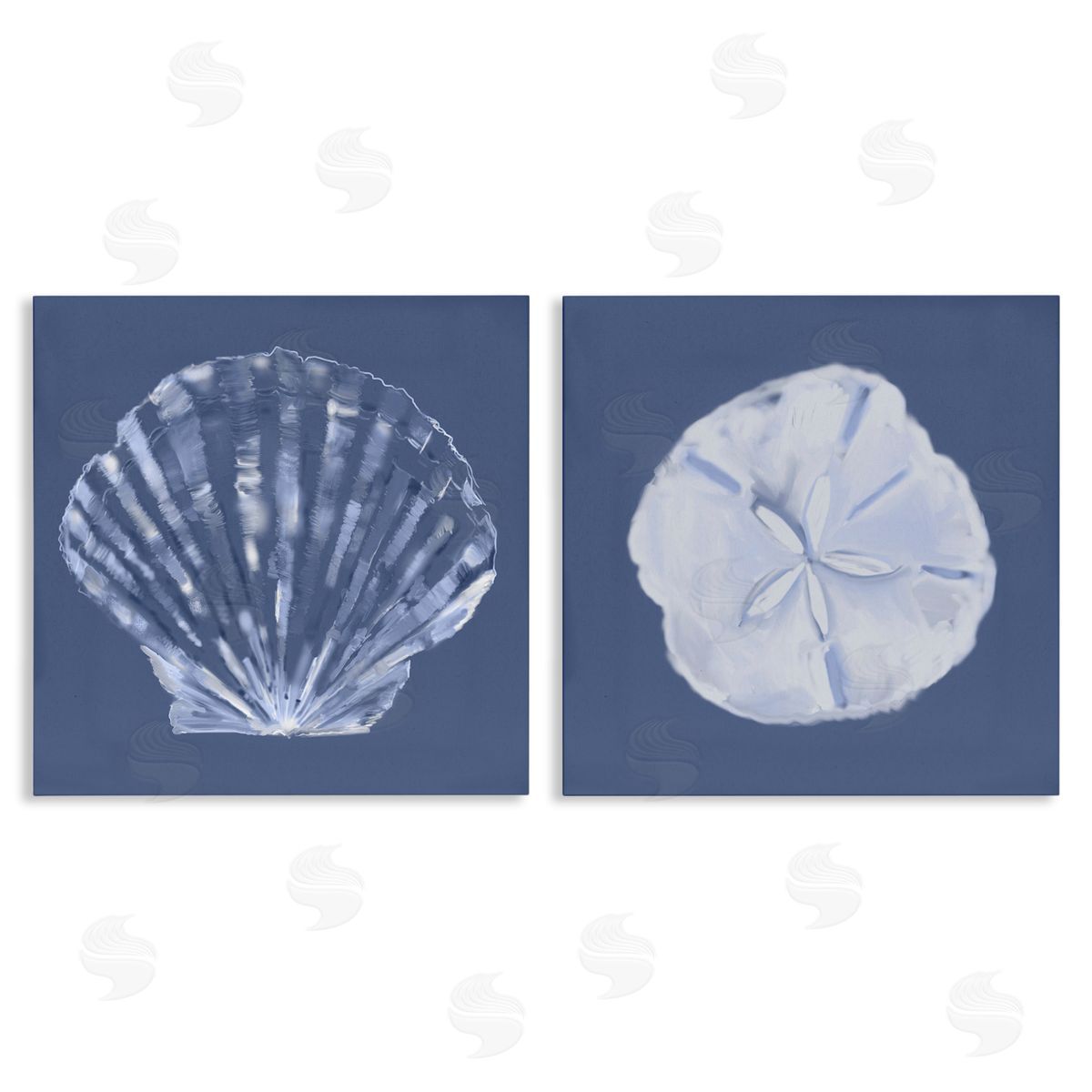 Julie DeRice Denim Sand Dollar & Scallop  Canvas Wall Art Print