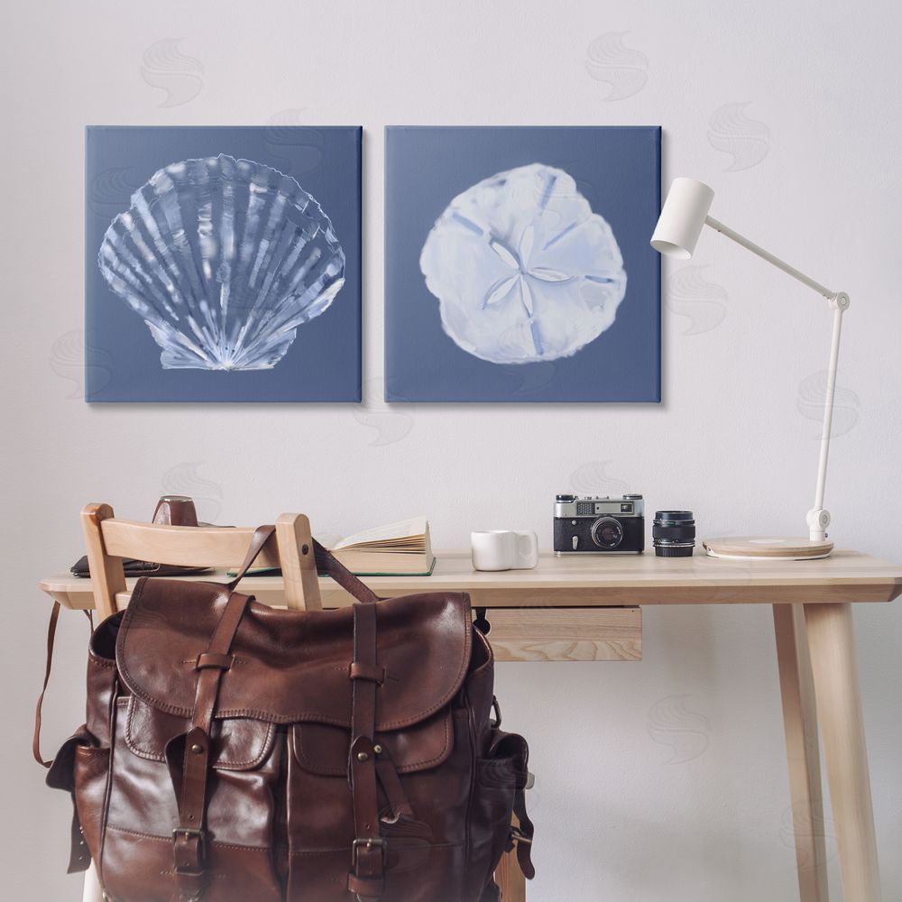 Julie DeRice Denim Sand Dollar & Scallop  Canvas Wall Art Print in Room