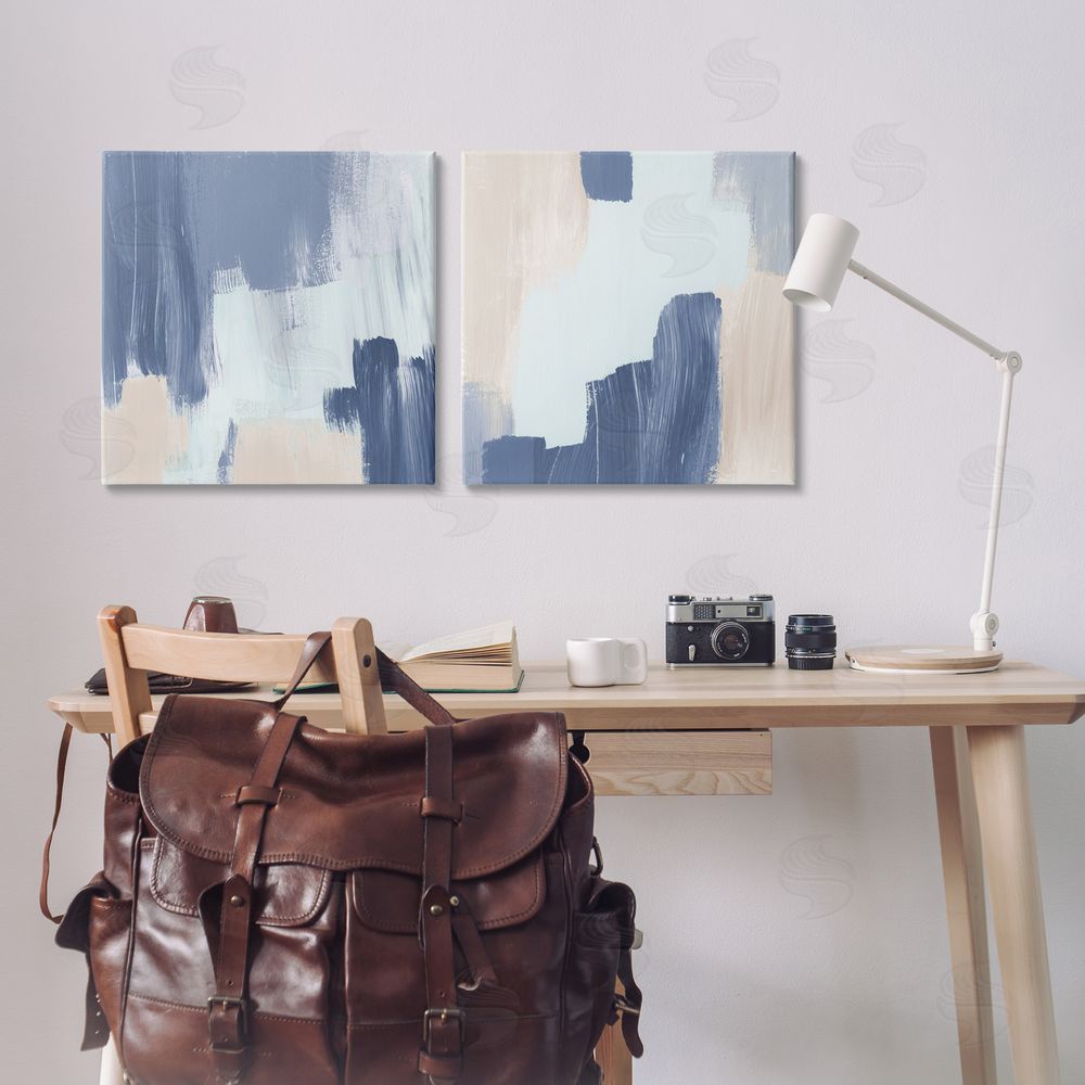 Lucille Price Restless Blue Brush Strokes  Canvas Wall Art Print in Room
