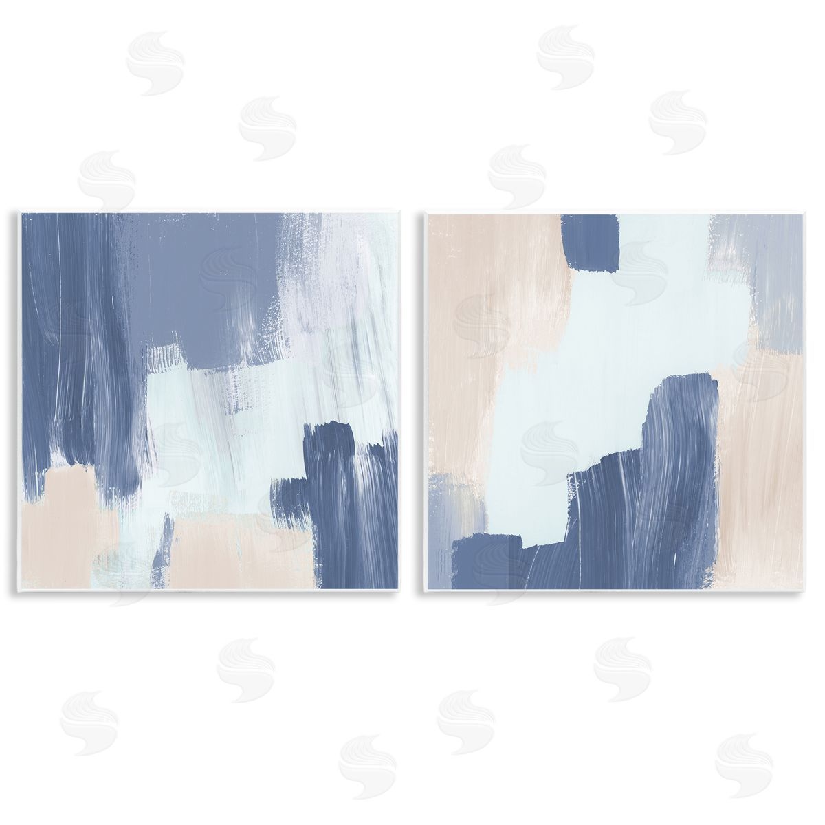 Lucille Price Restless Blue Brush Strokes  Wooden Wall Plaque Art Print