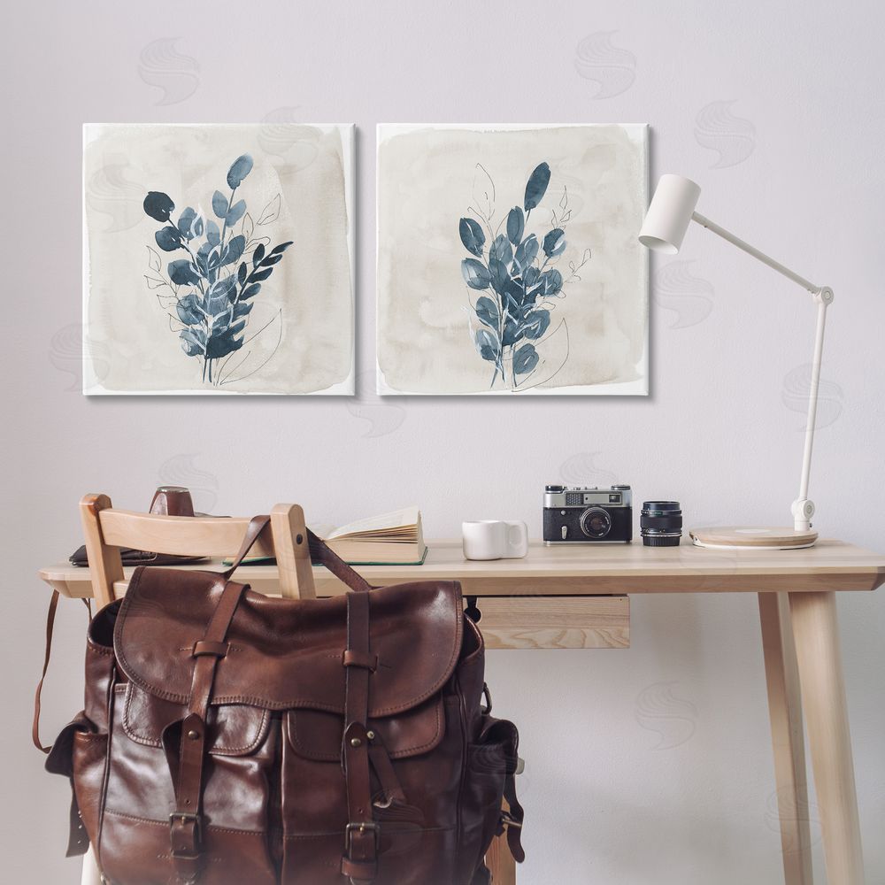 Lucille Price Blue Summer Leaves  Canvas Wall Art Print in Room