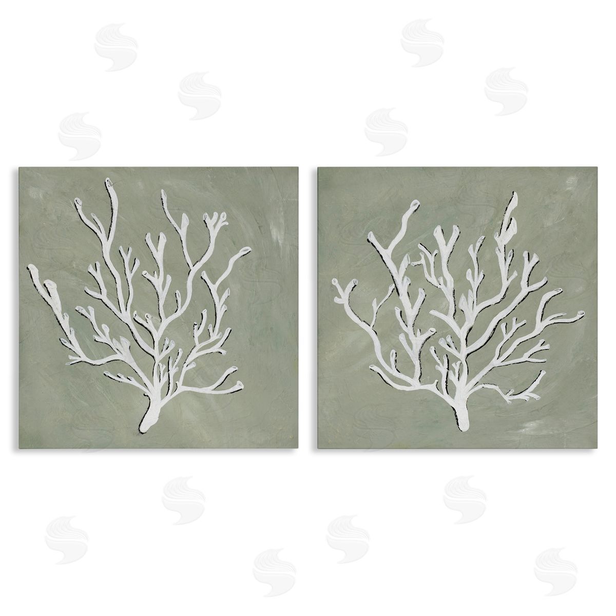 Nola James White Coral Sketch  Canvas Wall Art Print