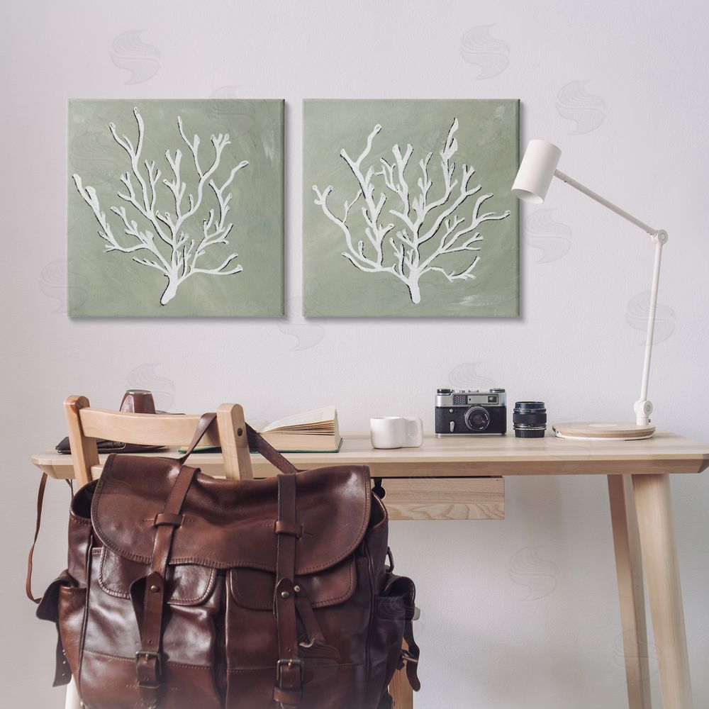 Nola James White Coral Sketch  Canvas Wall Art Print in Room