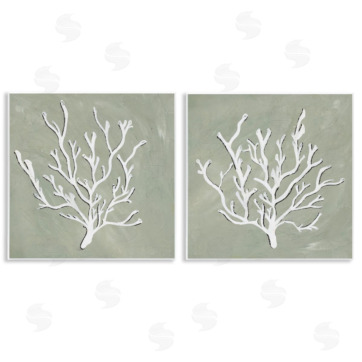 Nola James White Coral Sketch  Wooden Wall Plaque Art Print