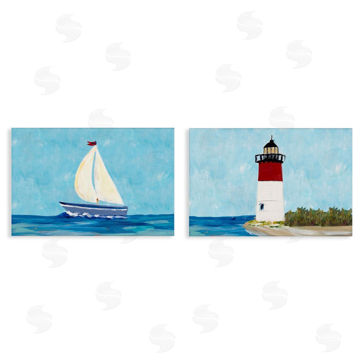 Julie DeRice Nautical Sail the Sea Lighthouse  Canvas Wall Art Print