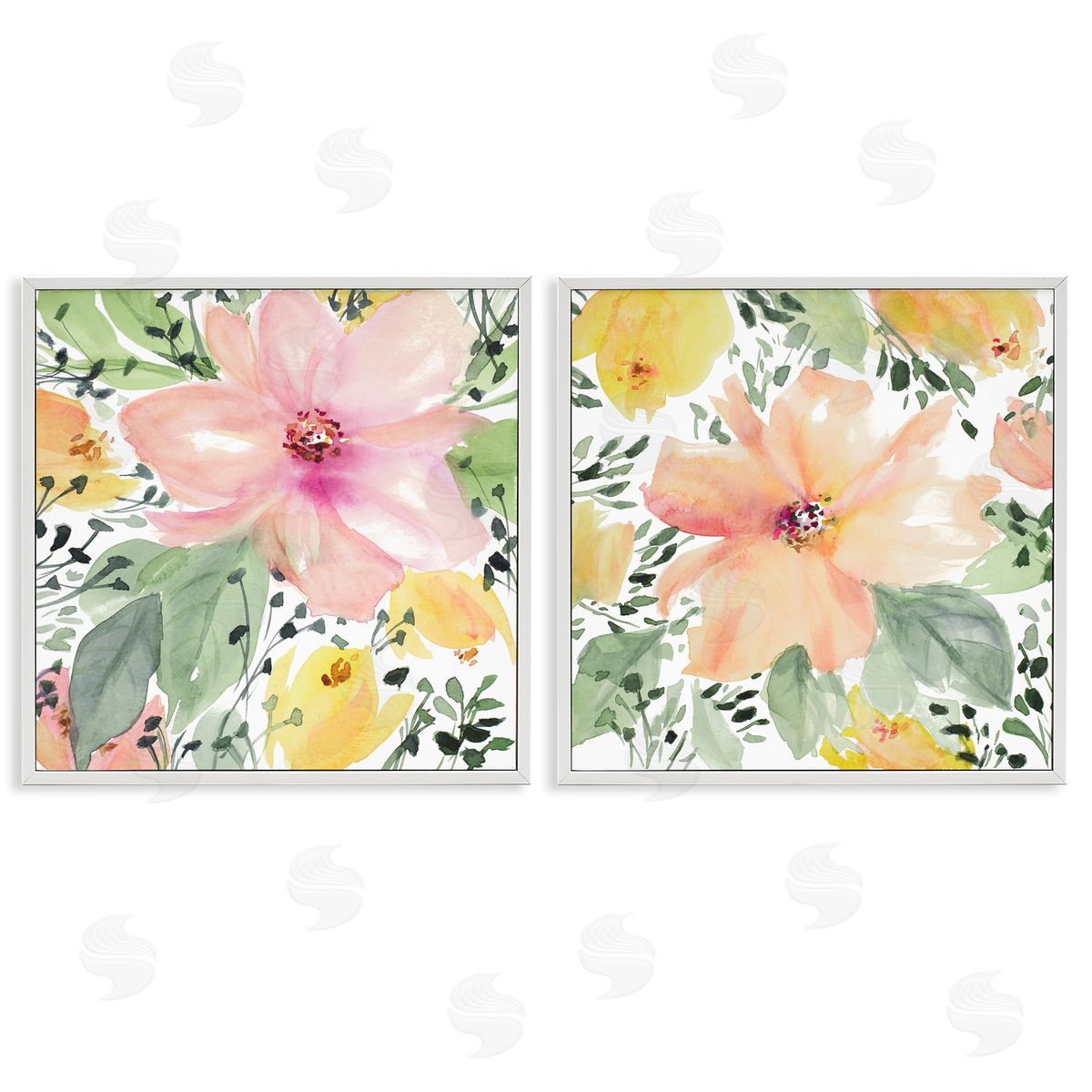 Large Pink and Coral Bloom White Frame Print Wall Art, Home Decor by Lanie Loreth