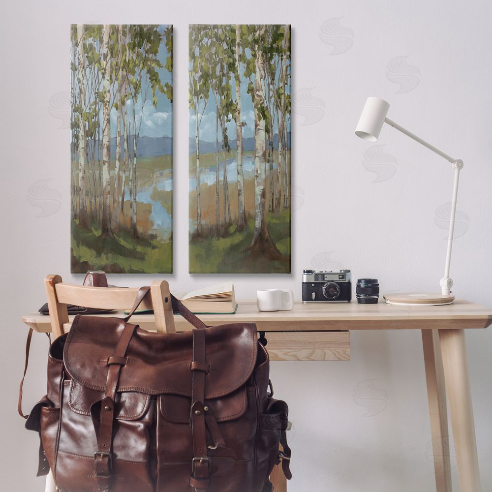 Trevor Copenhaver White Birch Copse of Trees  Canvas Wall Art Print in Room