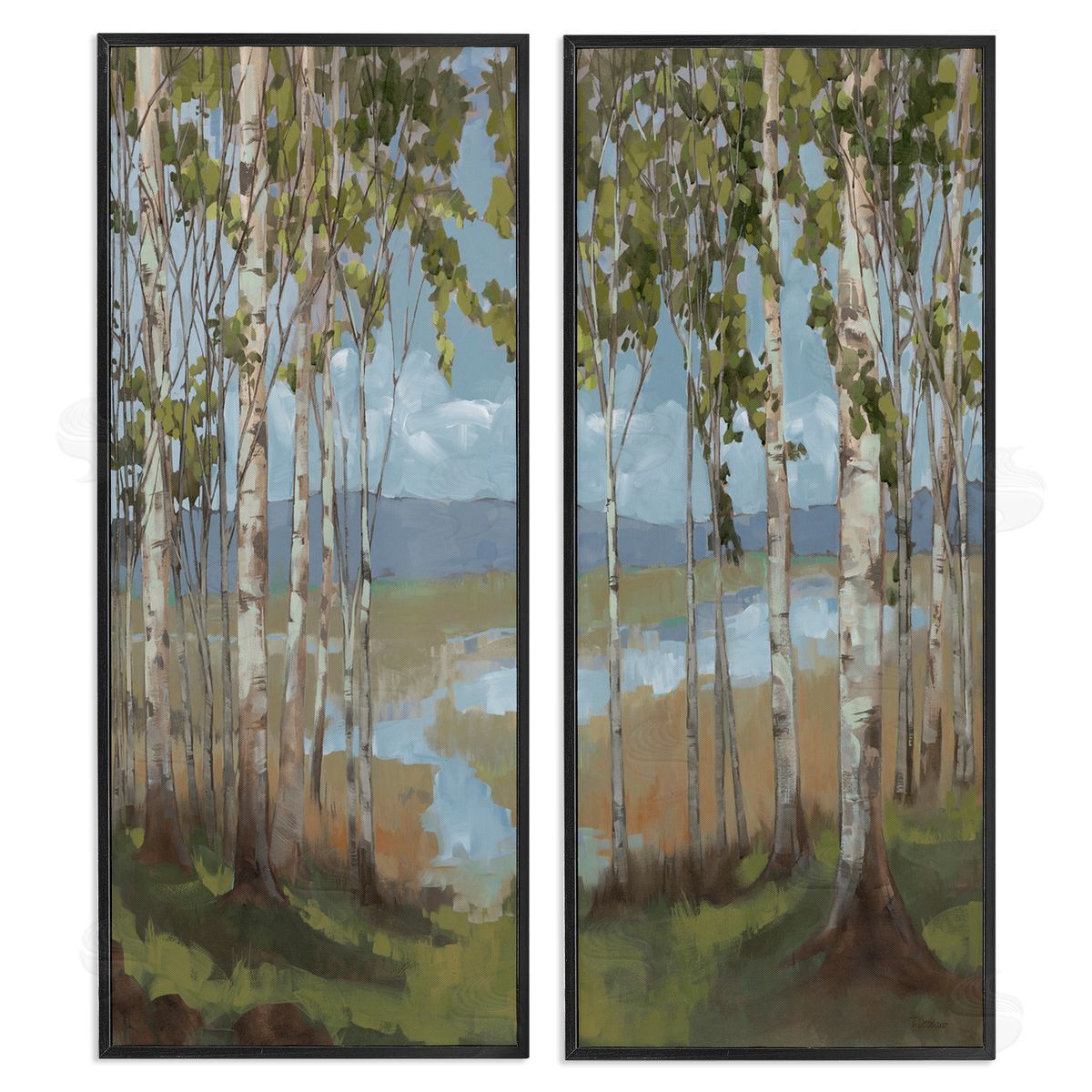 Trevor Copenhaver White Birch Copse of Trees  Black Framed Giclee Wall Art Print