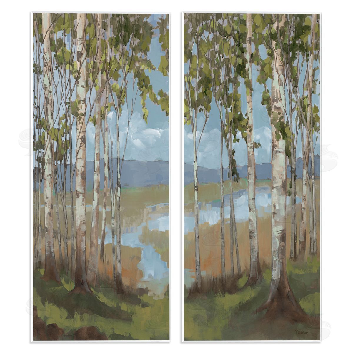 Trevor Copenhaver White Birch Copse of Trees  Wooden Wall Plaque Art Print