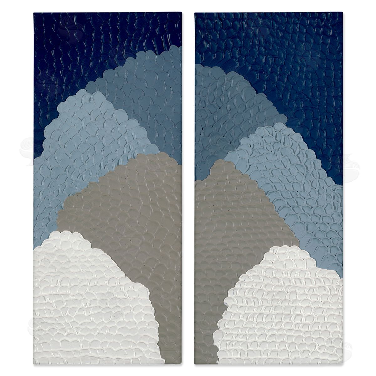 Ben Schneider Textured Blue Abstract Mountains Canvas Wall Art Print