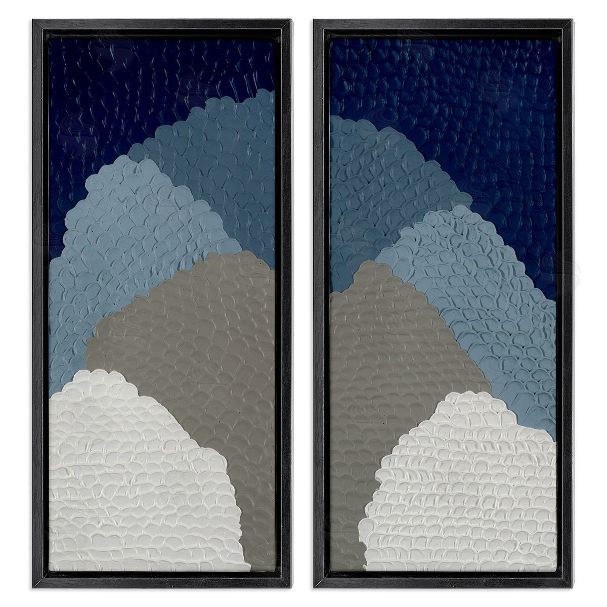 Ben Schneider Textured Blue Abstract Mountains Black Floating Frame Canvas Wall Art Print