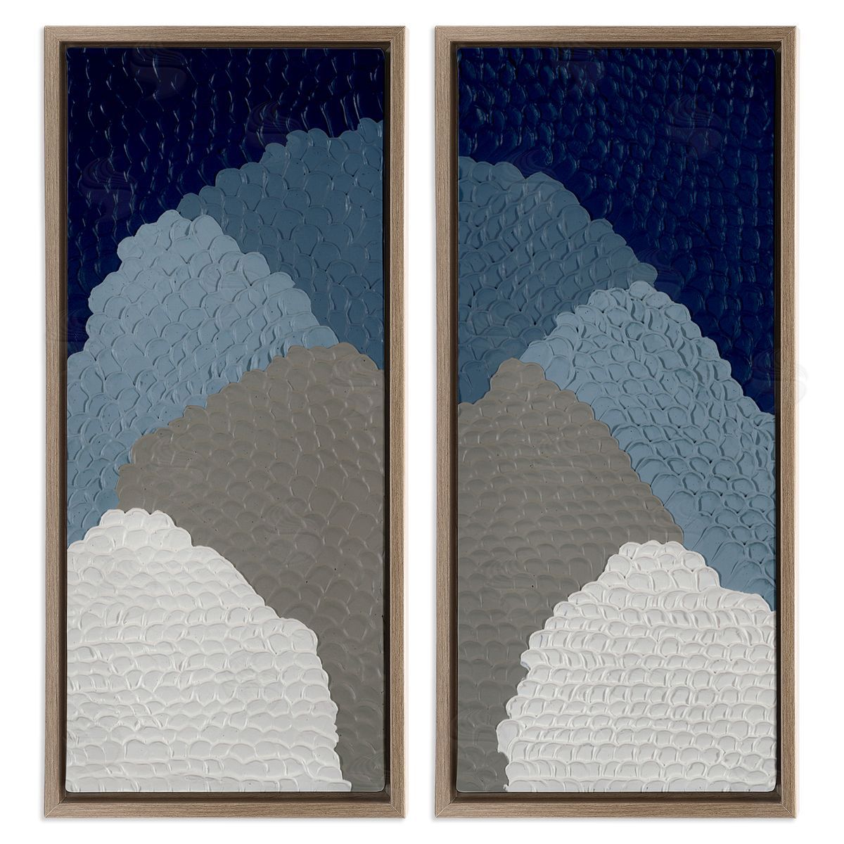Ben Schneider Textured Blue Abstract Mountains Brown Floating Frame Canvas Wall Art Print