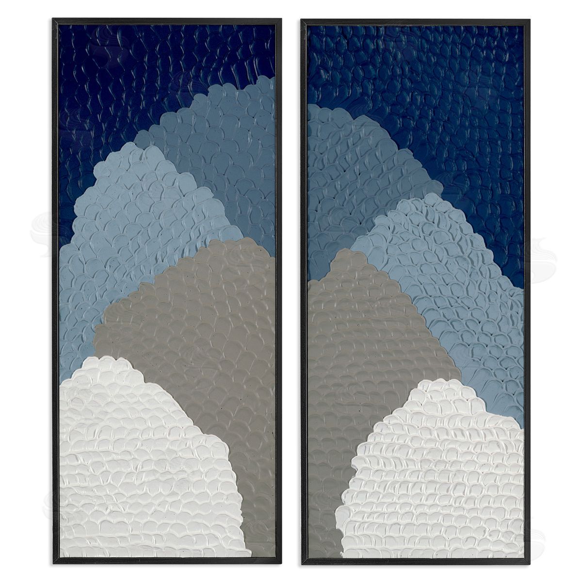 Ben Schneider Textured Blue Abstract Mountains Black Framed Giclee Wall Art Print