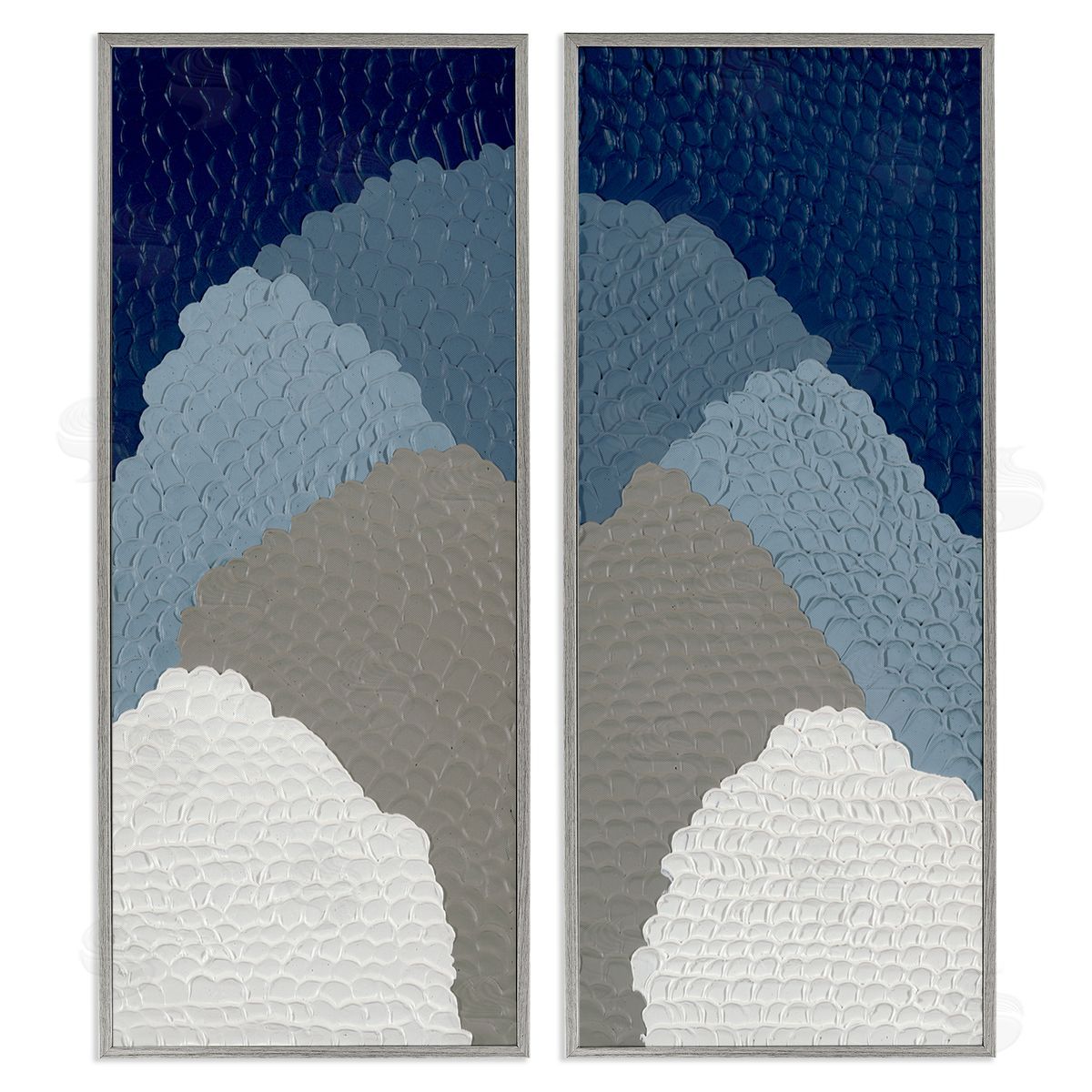 Ben Schneider Textured Blue Abstract Mountains Gray Framed Giclee Wall Art Print