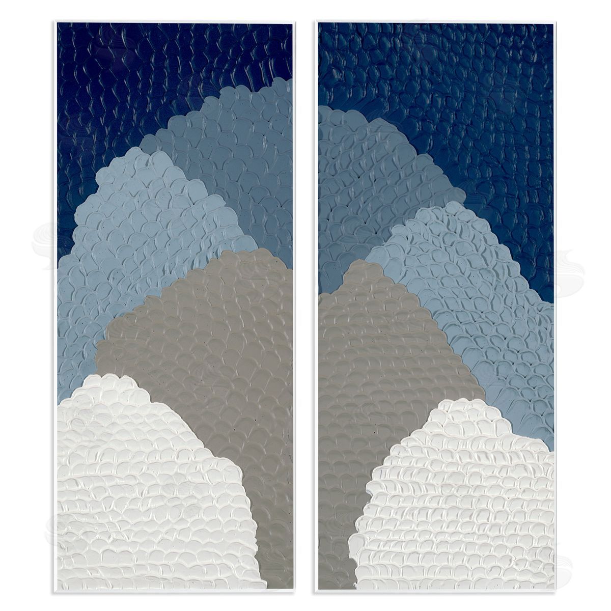 Ben Schneider Textured Blue Abstract Mountains Wooden Wall Plaque Art Print