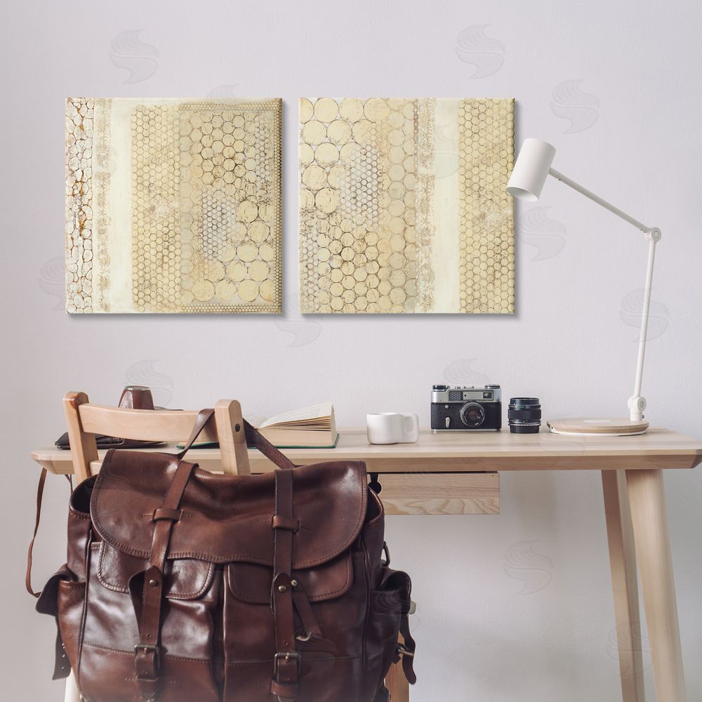 Laura Van Horne Distressed Pale Yellow Circles Canvas Wall Art Print in Room
