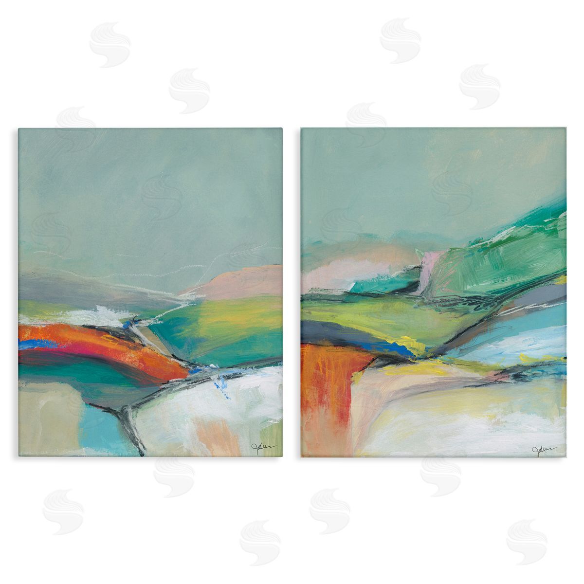 Jan Weiss Impressionist Pastel Landscape  Canvas Wall Art Print