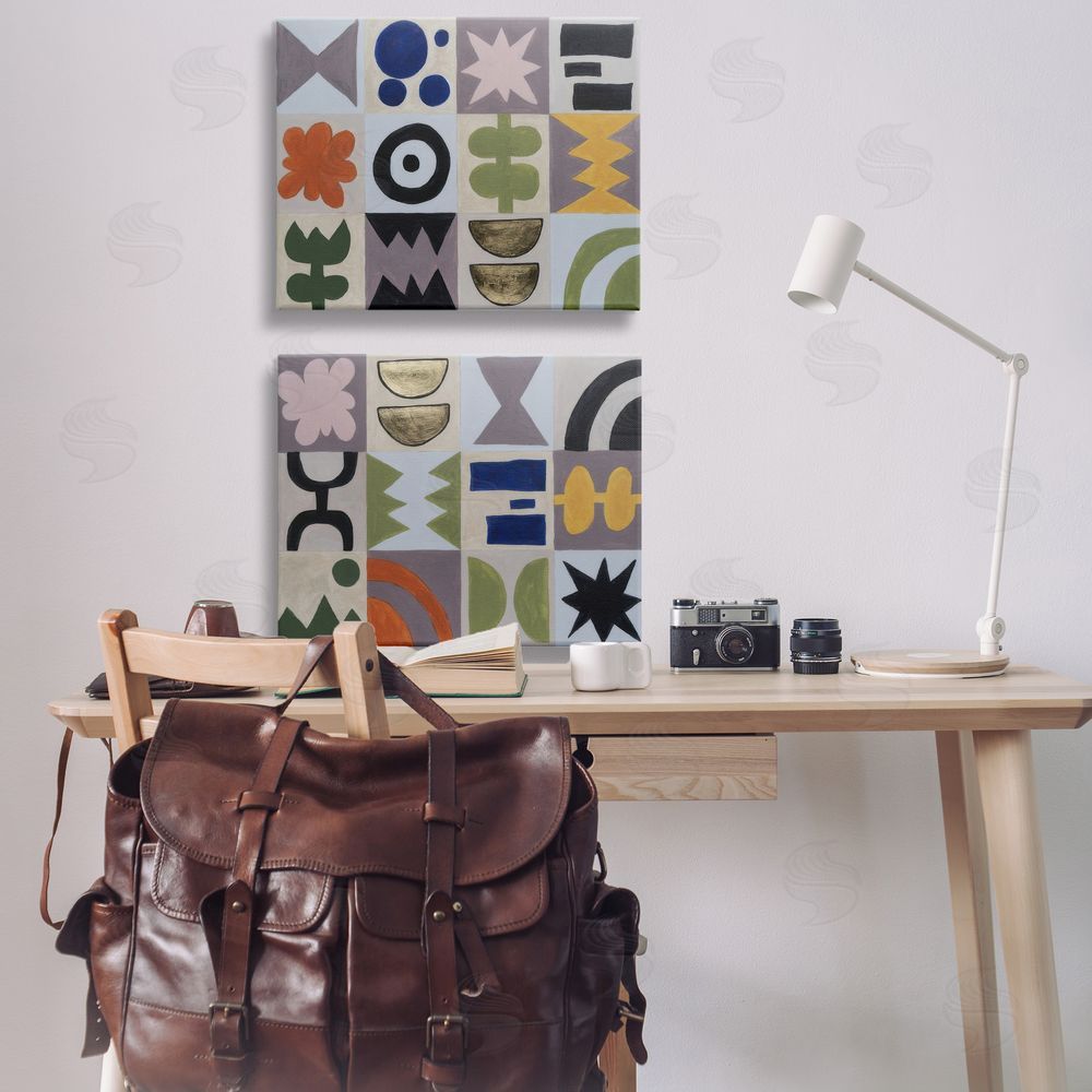 Michael Willett Bohemian Shapes Squares Canvas Wall Art Print in Room